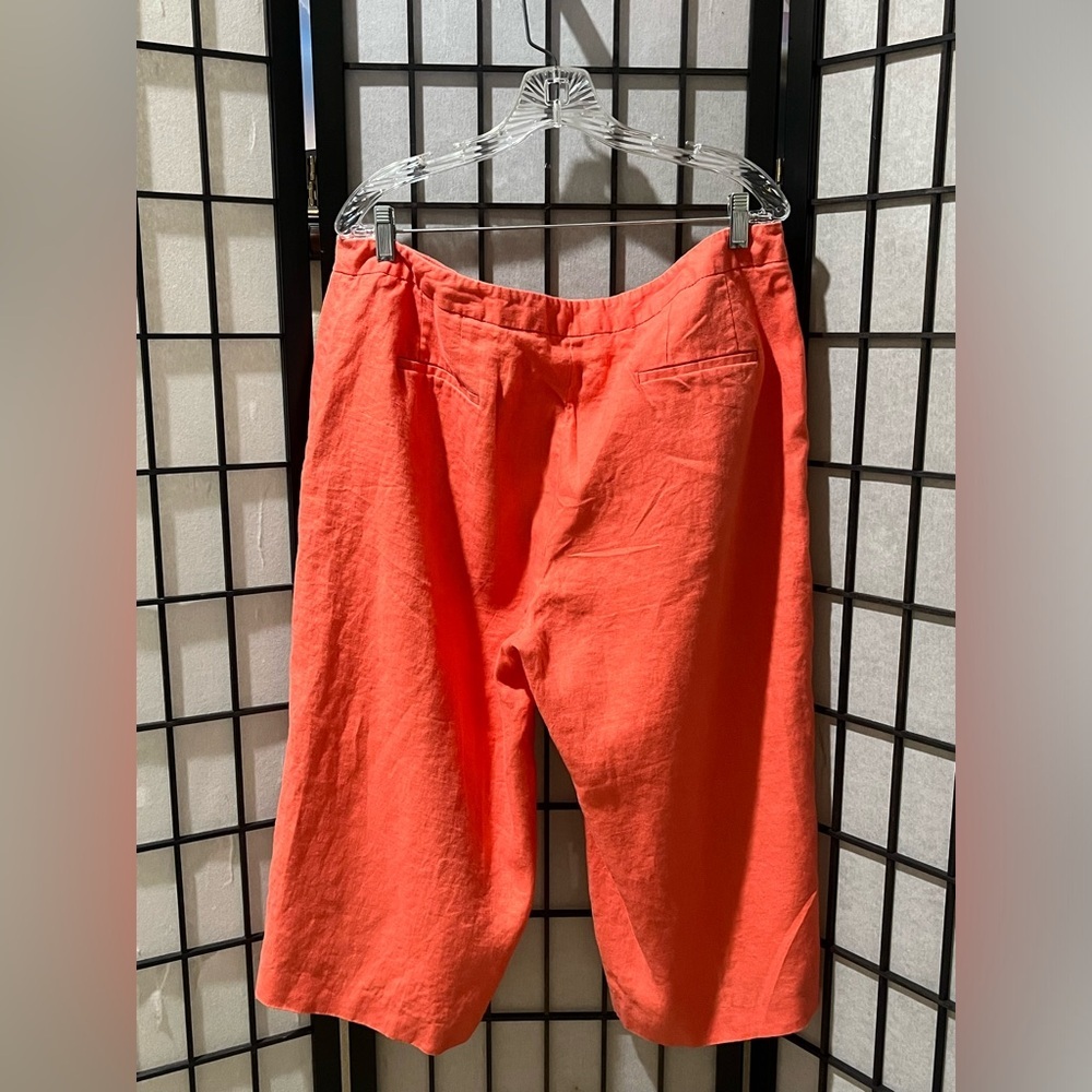 Rafaella Coral Linen vintage Wide-Leg CAPRIS Pants women SIZE 16W - Picture 7 of 9